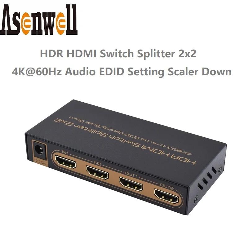 HDMI ġ 4K @ 60Hz 2 In 2 ƿ ó Ʈ , HDR UHD HDCP2.2  EDID  Ϸ ٿ 1080P HDMI й TV ڽ
